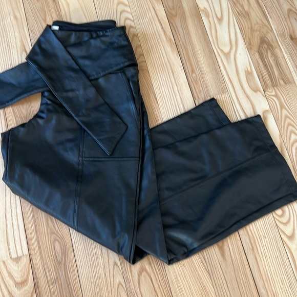 Black Vegan Leather Patchwork Pants - Picture 1 of 5